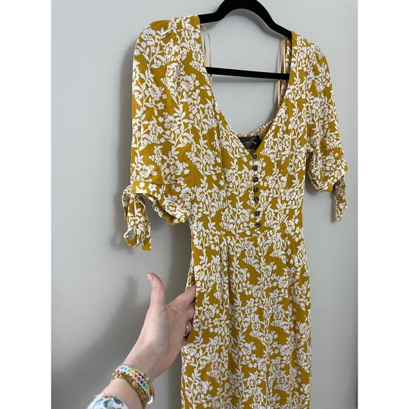 Nordstrom Code x Mode Bohemian Resort‎ Feminine Yellow Floral Smock Jumpsuit S/M - Picture 6 of 8